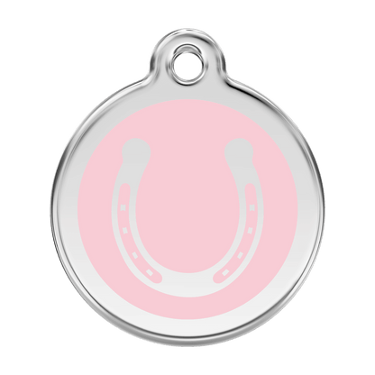  Red Dingo Stainless Steel Engraved Dog Tag Horse Shoe Pink