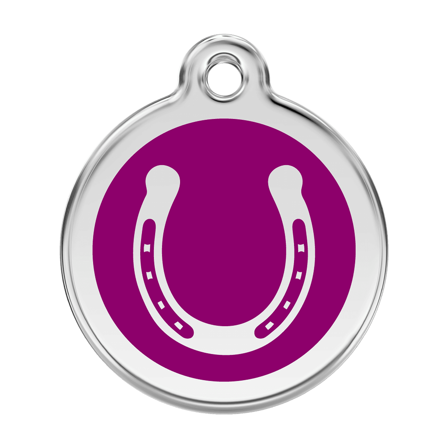  Red Dingo Stainless Steel Engraved Dog Tag Horse Shoe Purple