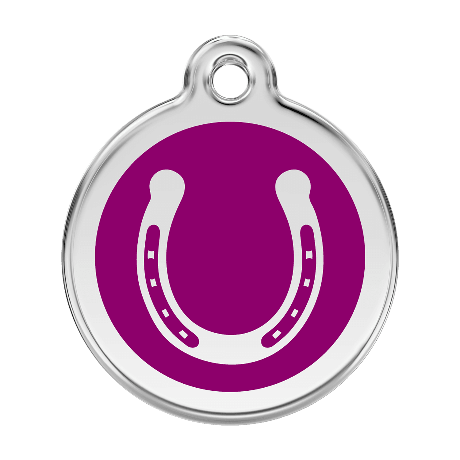  Red Dingo Stainless Steel Engraved Dog Tag Horse Shoe Purple