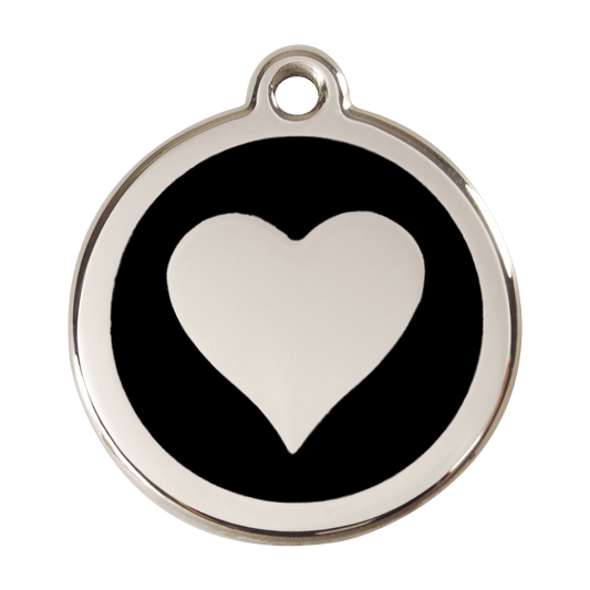  Red Dingo Stainless Steel Engraved Dog Tag Heart Black