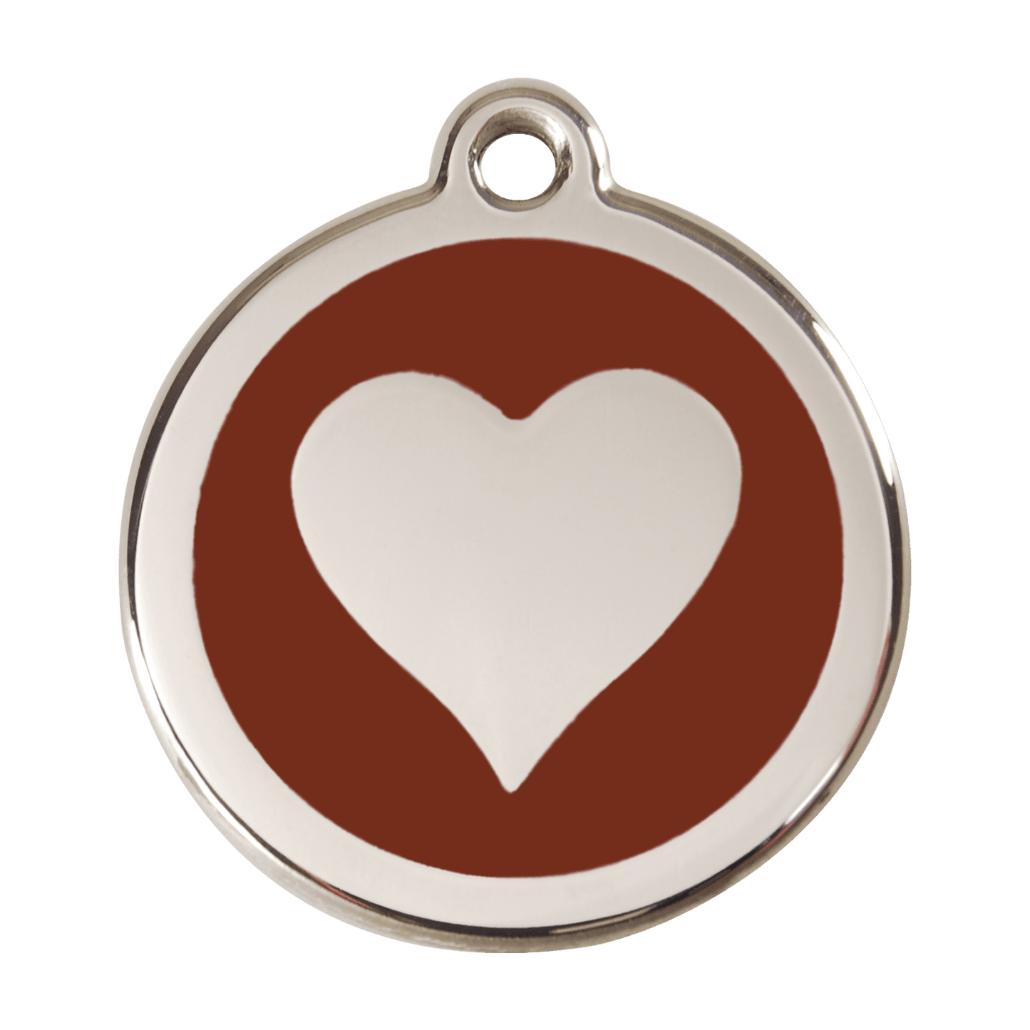  Red Dingo Stainless Steel Engraved Dog Tag Heart Brown