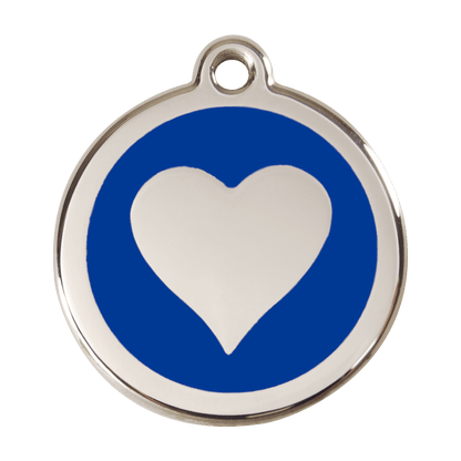  Red Dingo Stainless Steel Engraved Dog Tag Heart Navy