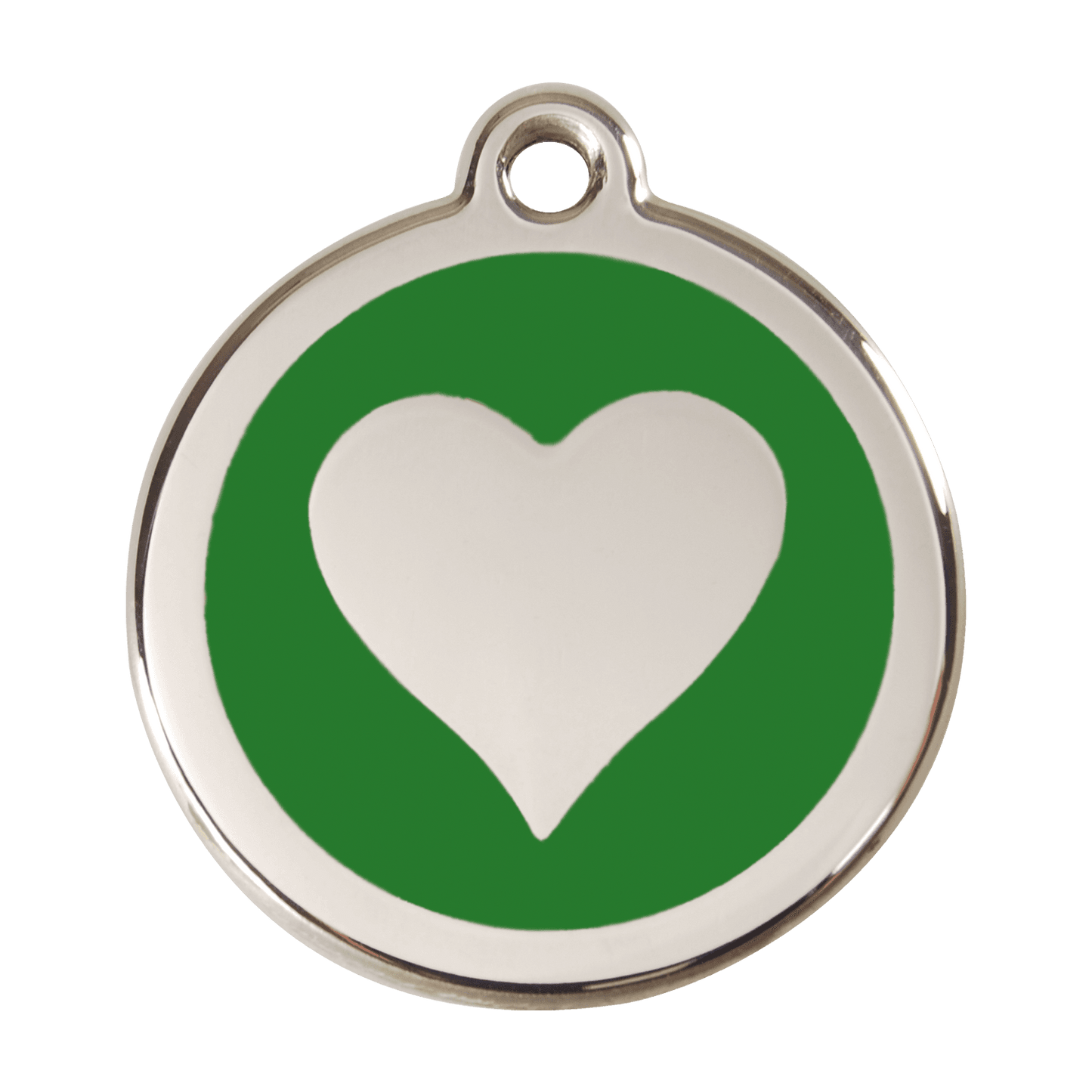  Red Dingo Stainless Steel Engraved Dog Tag Heart Green