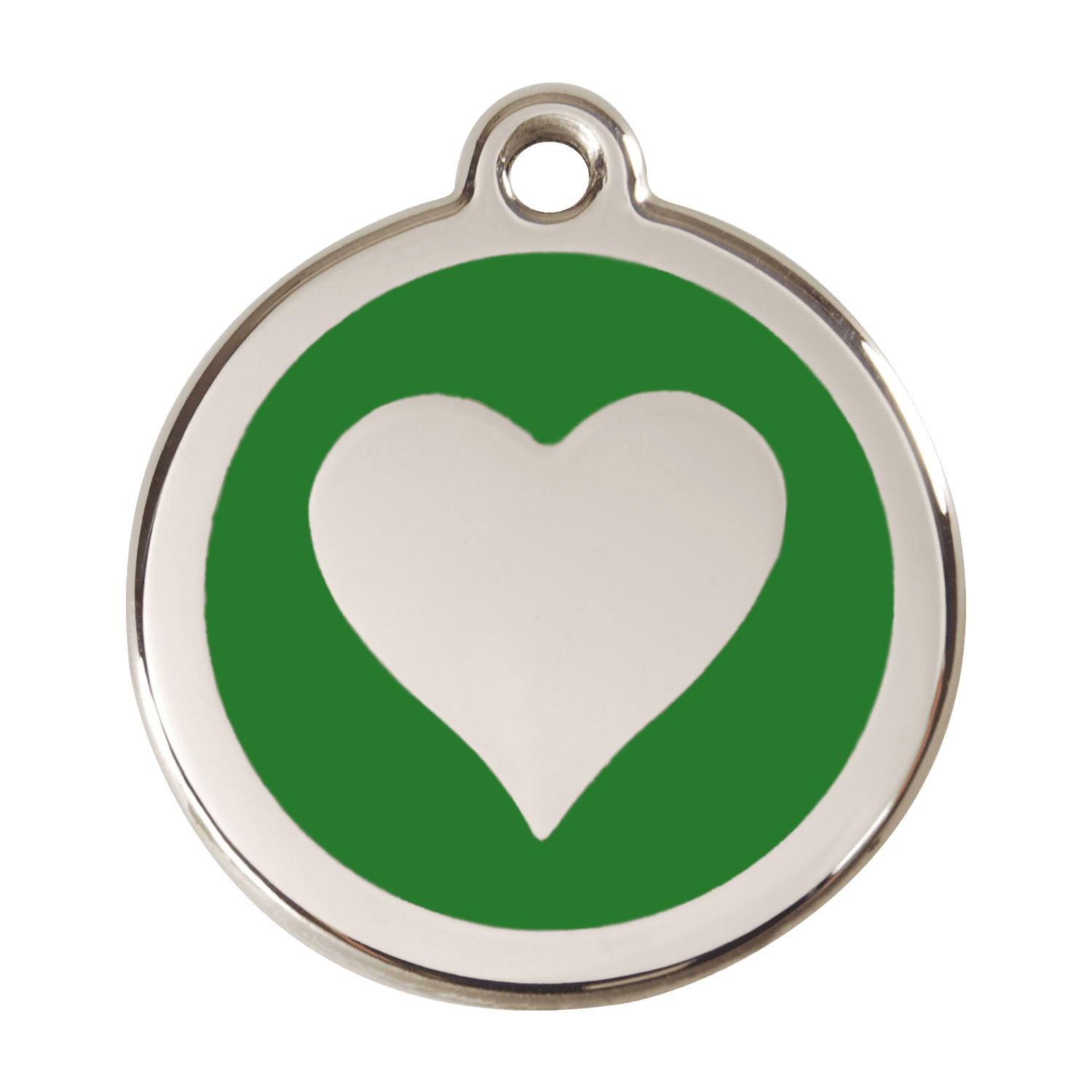  Red Dingo Stainless Steel Engraved Dog Tag Heart Green