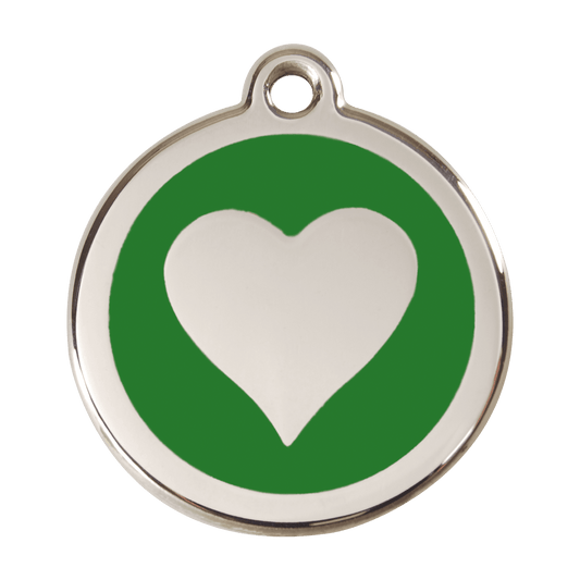  Red Dingo Stainless Steel Engraved Dog Tag Heart Green