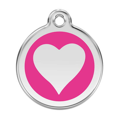  Red Dingo Stainless Steel Engraved Dog Tag Heart Hot Pink