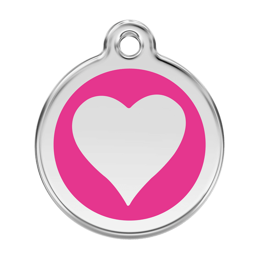 Red Dingo Stainless Steel Engraved Dog Tag Heart Hot Pink