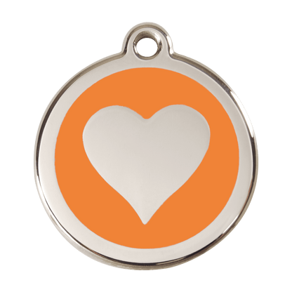  Red Dingo Stainless Steel Engraved Dog Tag Heart Orange