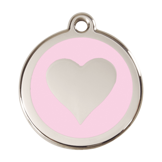  Red Dingo Stainless Steel Engraved Dog Tag Heart Pink
