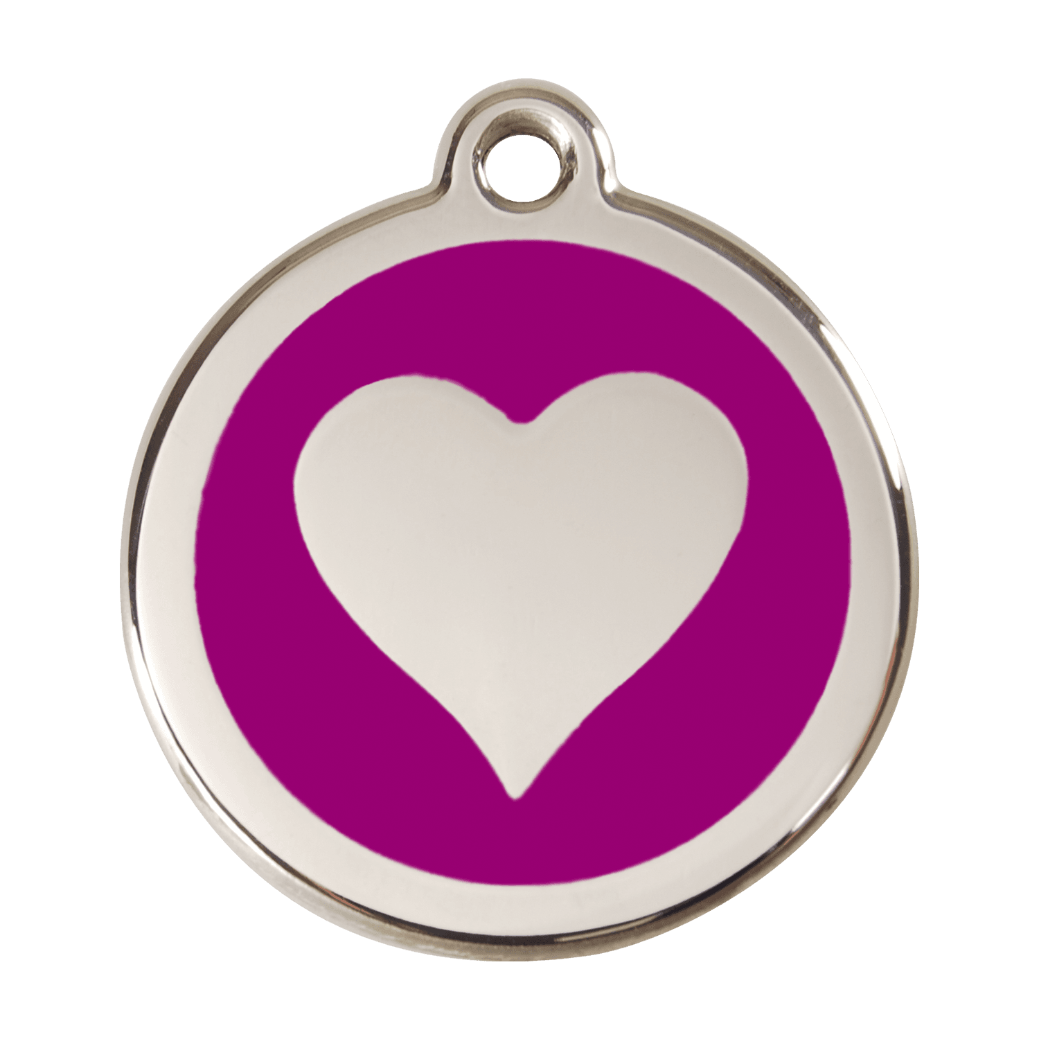  Red Dingo Stainless Steel Engraved Dog Tag Heart Purple