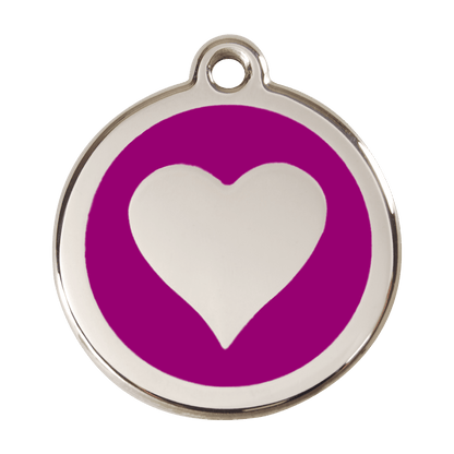  Red Dingo Stainless Steel Engraved Dog Tag Heart Purple