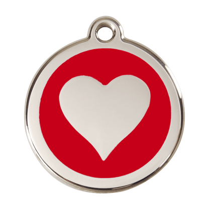  Red Dingo Stainless Steel Engraved Dog Tag Heart Red