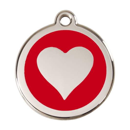  Red Dingo Stainless Steel Engraved Dog Tag Heart Red