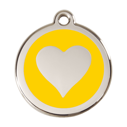  Red Dingo Stainless Steel Engraved Dog Tag Heart Yellow