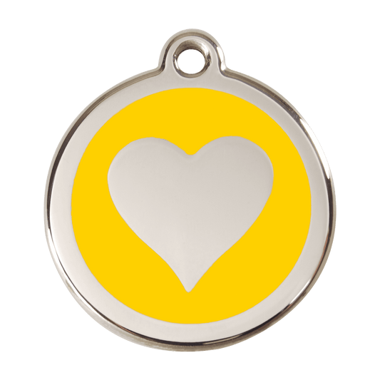  Red Dingo Stainless Steel Engraved Dog Tag Heart Yellow