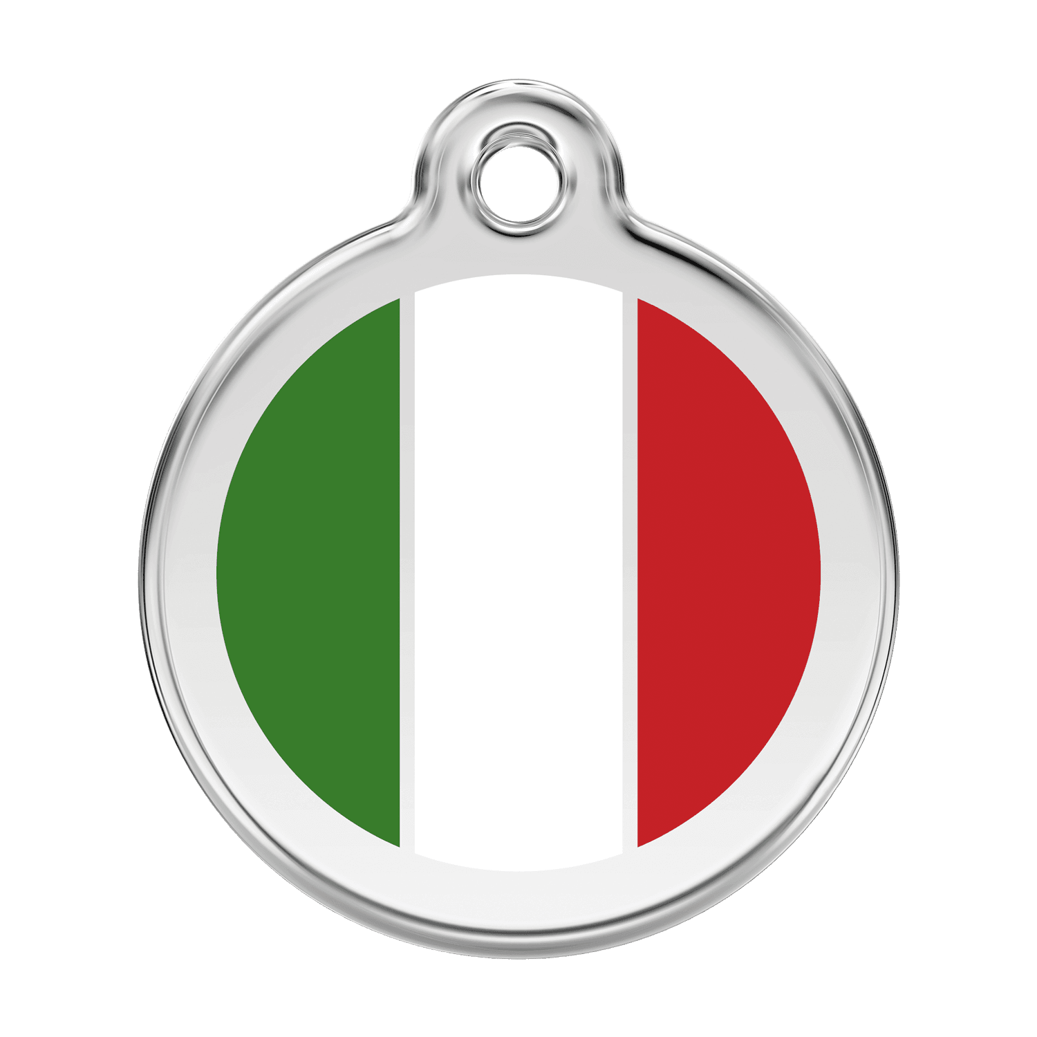  Red Dingo Stainless Steel Engraved Dog Tag Italian Flag White
