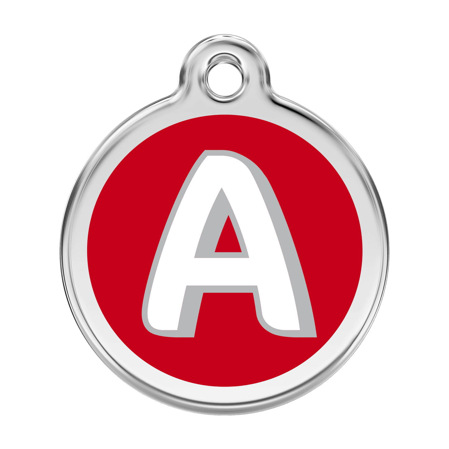  Red Dingo Stainless Steel Engraved Dog Tag Alphabet Tag Letter A Red