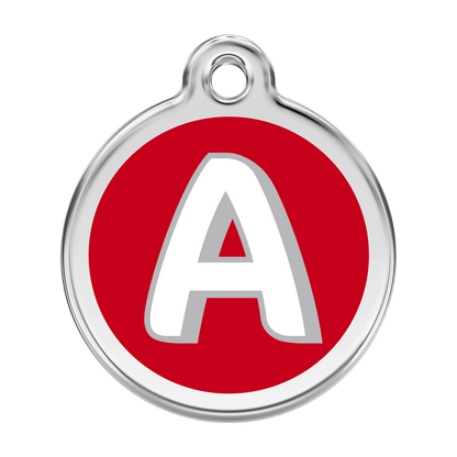  Red Dingo Stainless Steel Engraved Dog Tag Alphabet Tag Letter A Red