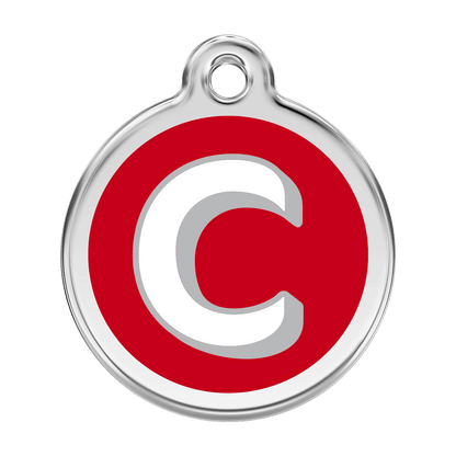  Red Dingo Stainless Steel Engraved Dog Tag Alphabet Tag Letter C Red