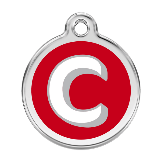 Red Dingo Stainless Steel Engraved Dog Tag Alphabet Tag Letter C Red
