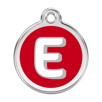  Red Dingo Stainless Steel Engraved Dog Tag Alphabet Tag Letter E Red