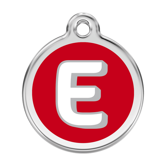 Red Dingo Stainless Steel Engraved Dog Tag Alphabet Tag Letter E Red