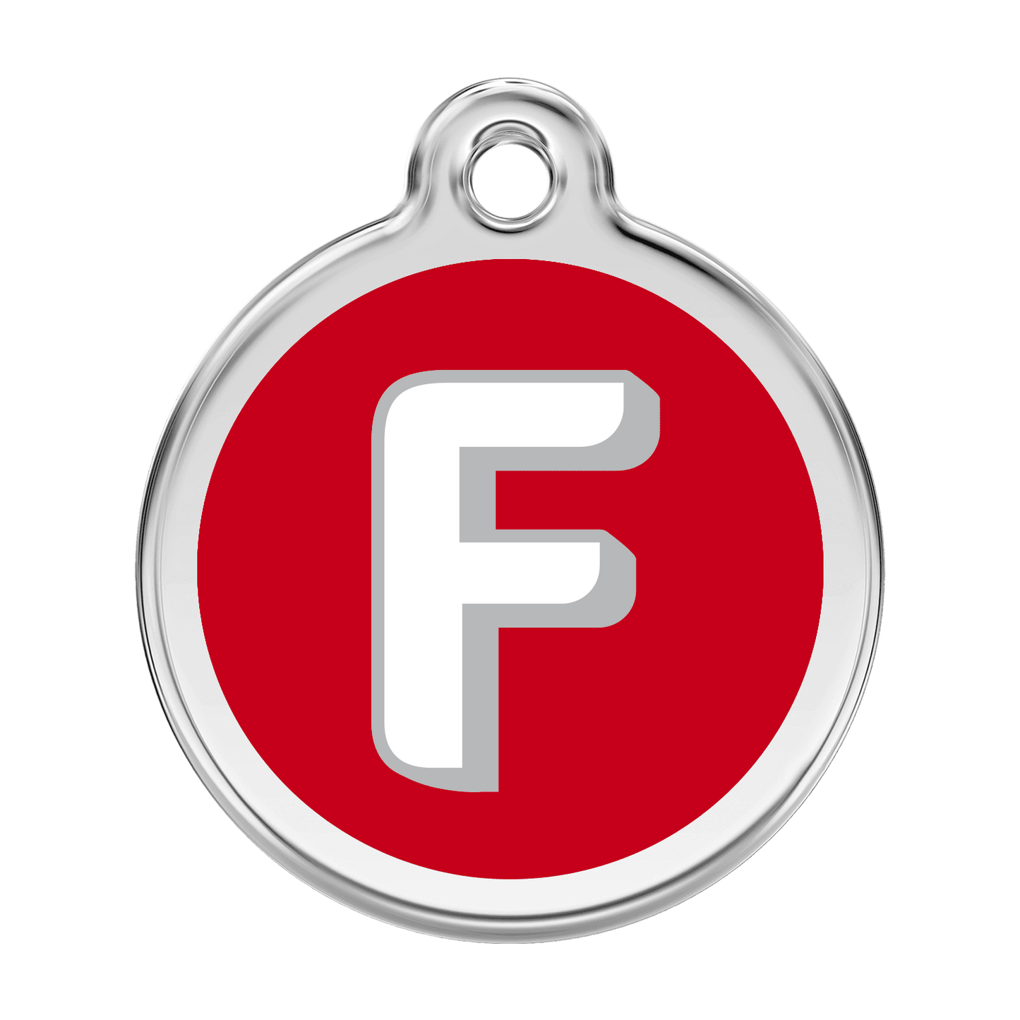  Red Dingo Stainless Steel Engraved Dog Tag Alphabet Tag Letter F Red