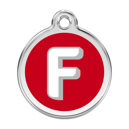  Red Dingo Stainless Steel Engraved Dog Tag Alphabet Tag Letter F Red