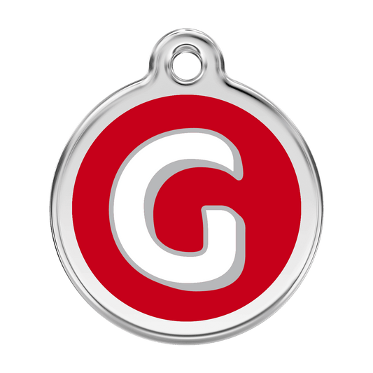  Red Dingo Stainless Steel Engraved Dog Tag Alphabet Tag Letter G Red