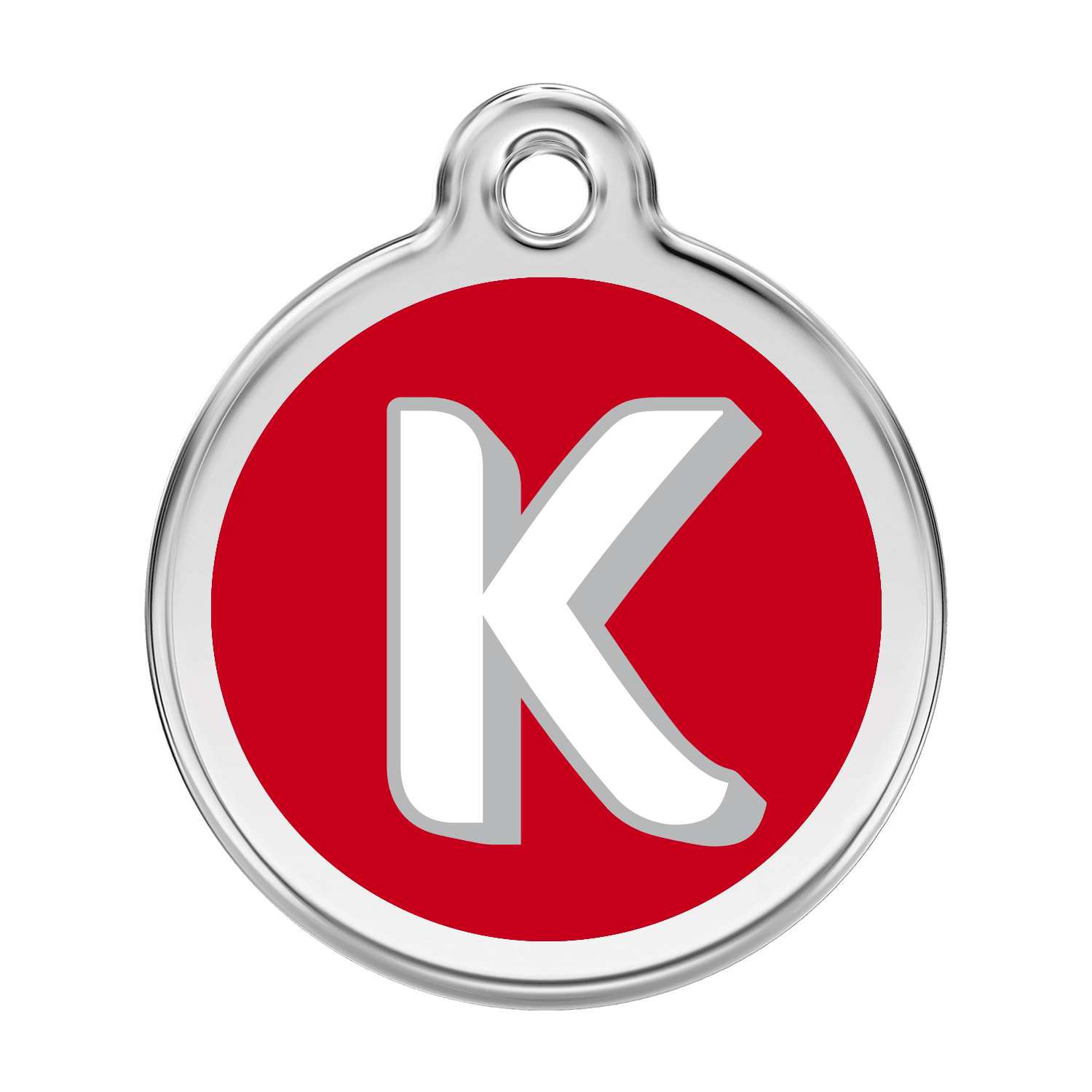  Red Dingo Stainless Steel Engraved Dog Tag Alphabet Tag Letter K Red