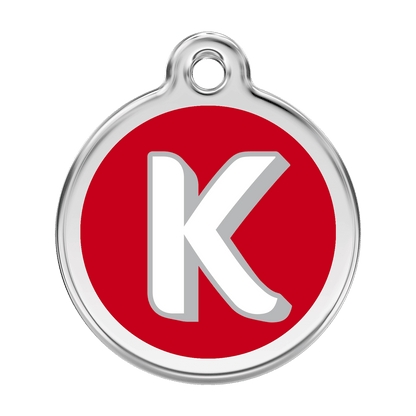  Red Dingo Stainless Steel Engraved Dog Tag Alphabet Tag Letter K Red