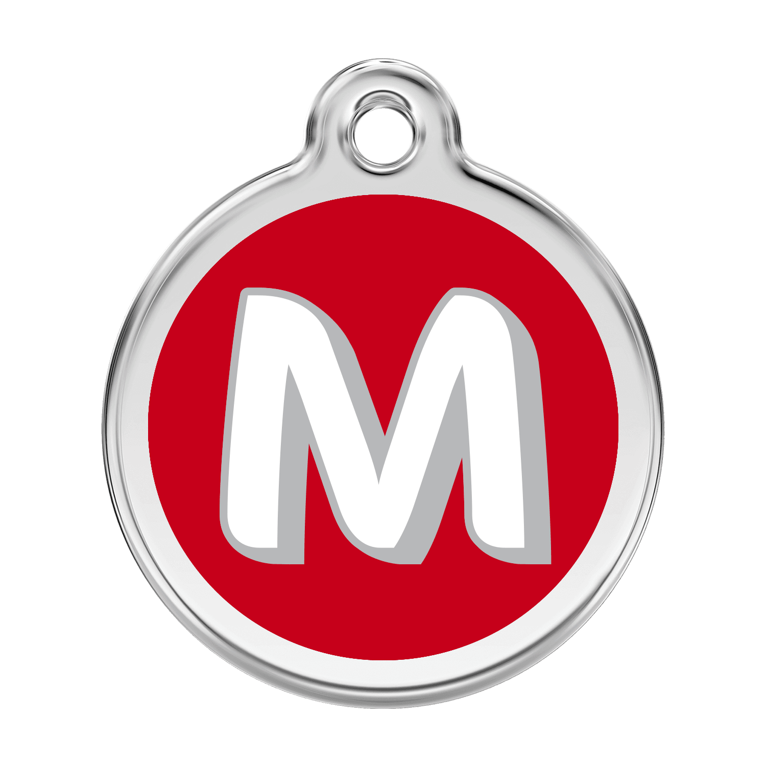 Red Dingo Stainless Steel Engraved Dog Tag Alphabet Tag Letter M Red