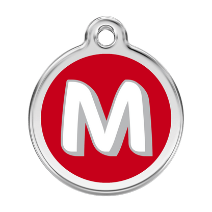 Red Dingo Stainless Steel Engraved Dog Tag Alphabet Tag Letter M Red