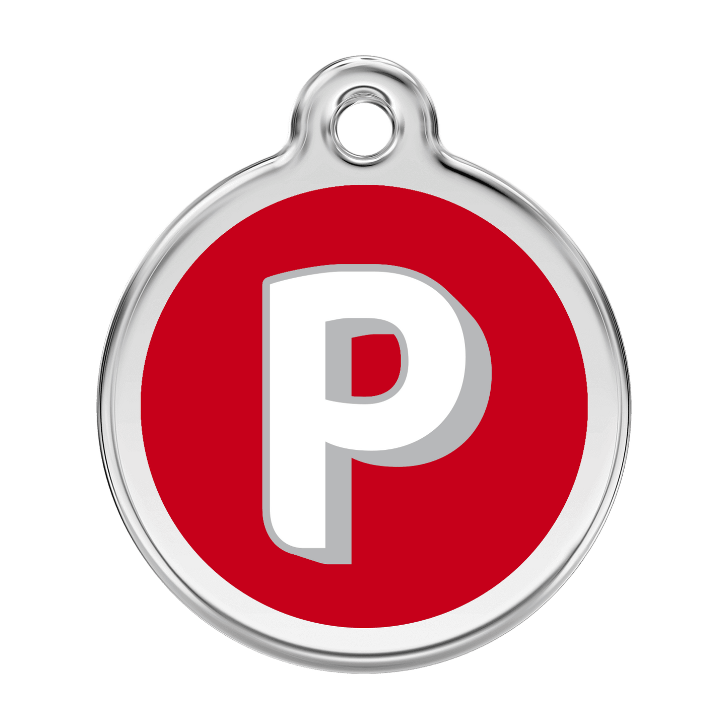  Red Dingo Stainless Steel Engraved Dog Tag Alphabet Tag Letter P Red