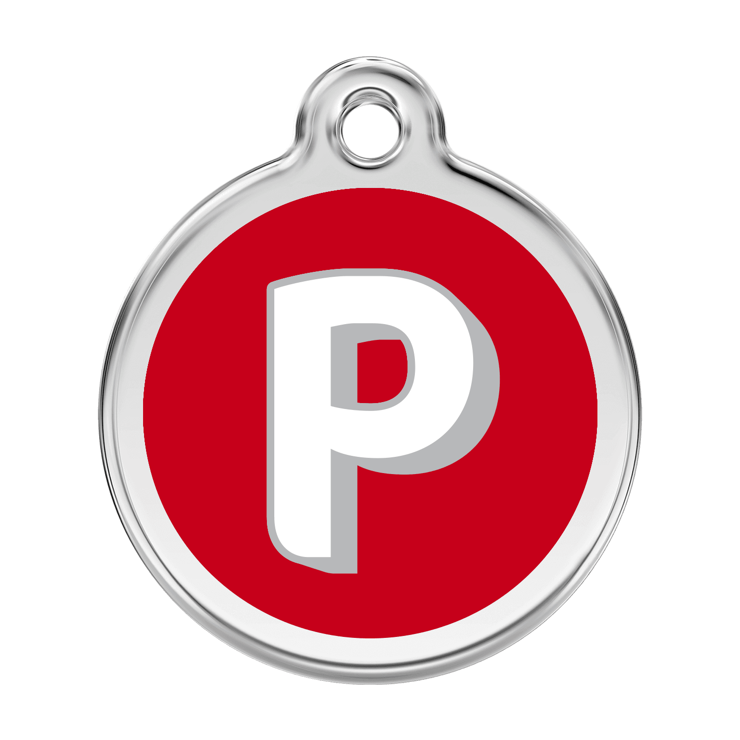  Red Dingo Stainless Steel Engraved Dog Tag Alphabet Tag Letter P Red