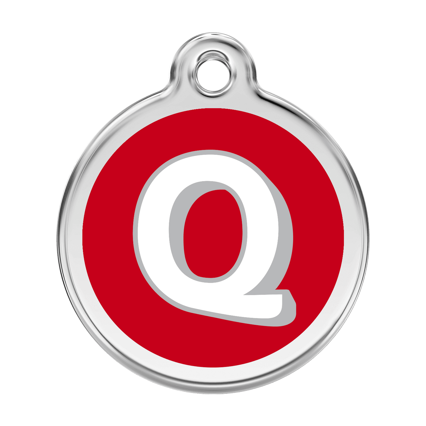  Red Dingo Stainless Steel Engraved Dog Tag Alphabet Tag Letter Q Red