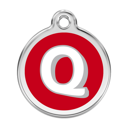  Red Dingo Stainless Steel Engraved Dog Tag Alphabet Tag Letter Q Red