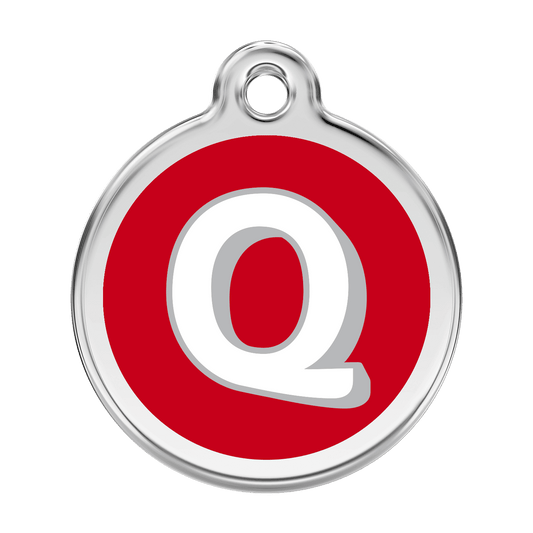  Red Dingo Stainless Steel Engraved Dog Tag Alphabet Tag Letter Q Red