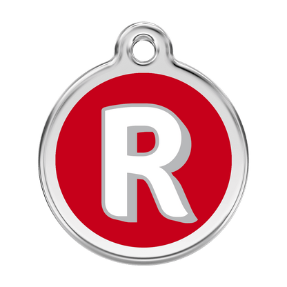  Red Dingo Stainless Steel Engraved Dog Tag Alphabet Tag Letter R Red