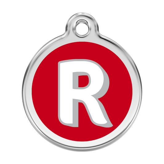  Red Dingo Stainless Steel Engraved Dog Tag Alphabet Tag Letter R Red