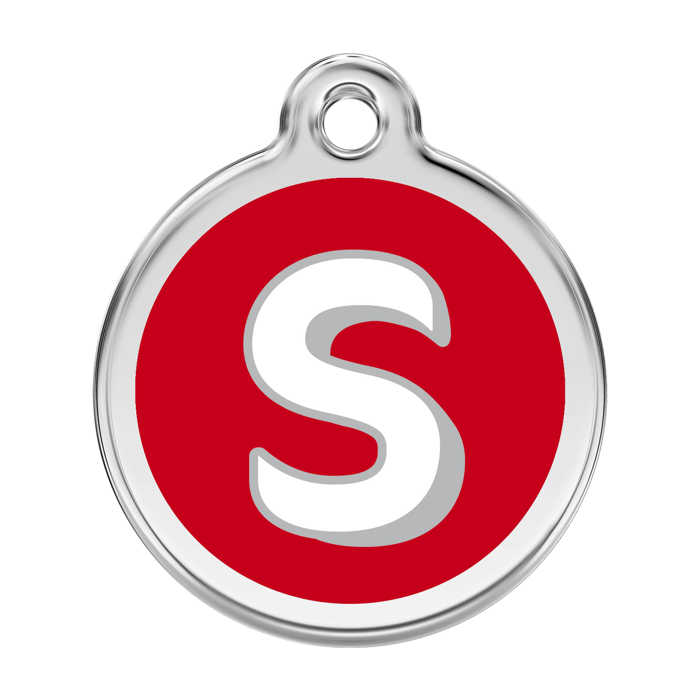  Red Dingo Stainless Steel Engraved Dog Tag Alphabet Tag Letter S Red