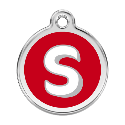  Red Dingo Stainless Steel Engraved Dog Tag Alphabet Tag Letter S Red