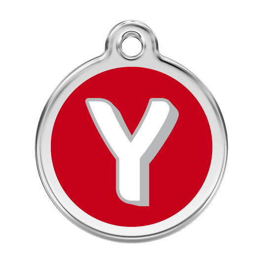  Red Dingo Stainless Steel Engraved Dog Tag Alphabet Tag Letter Y Red