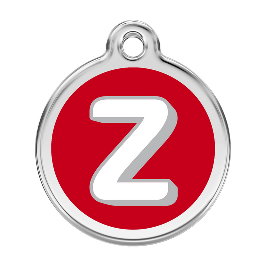  Red Dingo Stainless Steel Engraved Dog Tag Alphabet Tag Letter Z Red