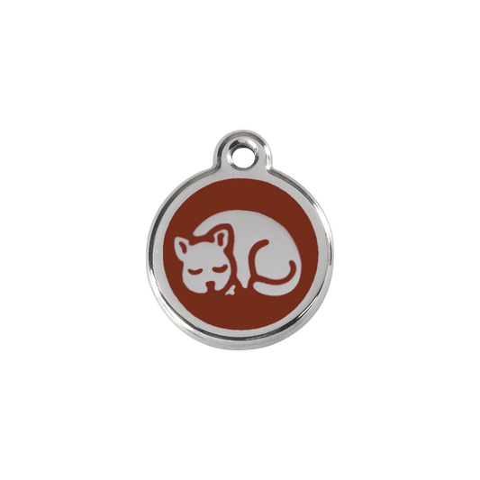  Red Dingo Stainless Steel Engraved Cat Tag Kitten Brown