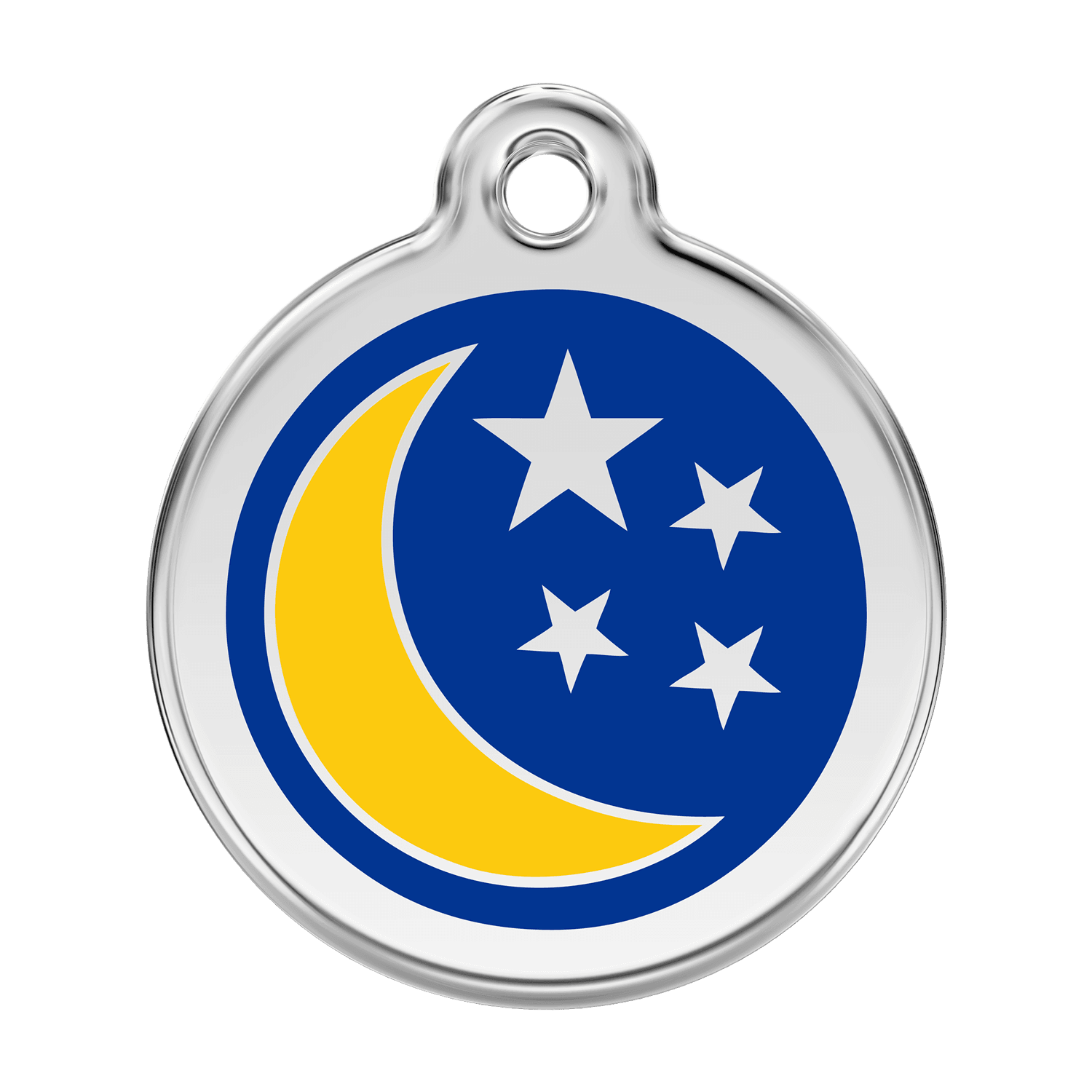  Red Dingo Stainless Steel Engraved Dog Tag Moon & Stars Navy