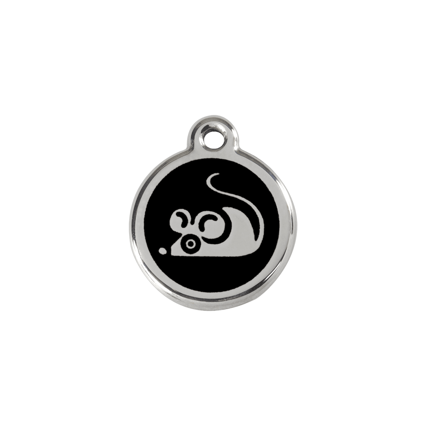  Red Dingo Stainless Steel Engraved Cat Tag Mouse Black