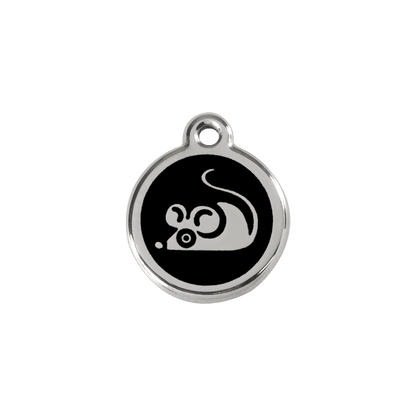  Red Dingo Stainless Steel Engraved Cat Tag Mouse Black