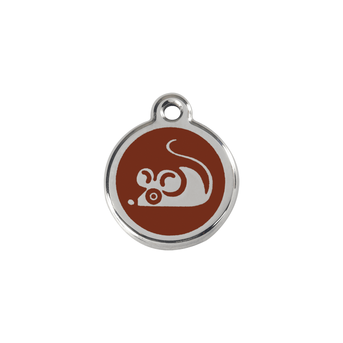  Red Dingo Stainless Steel Engraved Cat Tag Mouse Brown