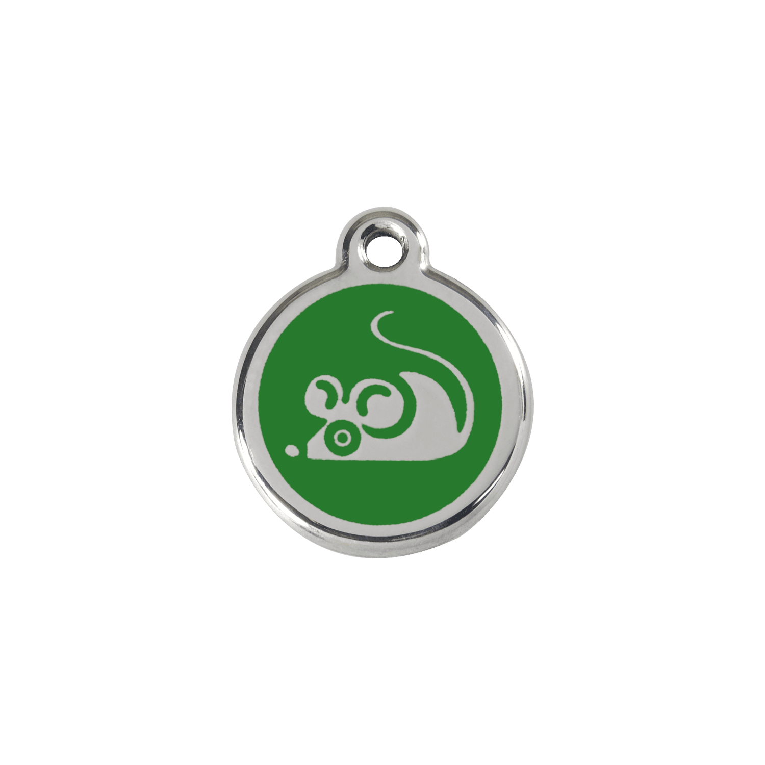  Red Dingo Stainless Steel Engraved Cat Tag Mouse Green